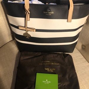 Kate spade black and white striped bag